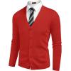COOFANDY Men’s V Neck Cardigan Sweater Casual Lightweight Button Down Knitted Cardigan Sweater(Red)