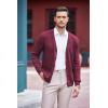 COOFANDY Men’s V Neck Cardigan Sweater Casual Lightweight Button Down Knitted Cardigan Sweater(Wine Red)