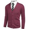 COOFANDY Men’s V Neck Cardigan Sweater Casual Lightweight Button Down Knitted Cardigan Sweater(Wine Red)