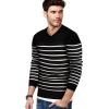 COOFANDY Mens V Neck Dress Sweater Knit Long Sleeve Slim Fit Sweaters Fashion Pullover Sweater(Balck White Stripe)