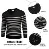 COOFANDY Mens V Neck Dress Sweater Knit Long Sleeve Slim Fit Sweaters Fashion Pullover Sweater(Balck White Stripe)
