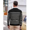 COOFANDY Mens V Neck Dress Sweater Knit Long Sleeve Slim Fit Sweaters Fashion Pullover Sweater(Balck White Stripe)