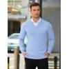 COOFANDY Mens V Neck Dress Sweater Knit Long Sleeve Slim Fit Sweaters Fashion Pullover Sweater(Blue)