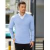 COOFANDY Mens V Neck Dress Sweater Knit Long Sleeve Slim Fit Sweaters Fashion Pullover Sweater(Blue)