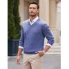 COOFANDY Mens V Neck Dress Sweater Knit Long Sleeve Slim Fit Sweaters Fashion Pullover Sweater(Blue and White)
