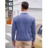 COOFANDY Mens V Neck Dress Sweater Knit Long Sleeve Slim Fit Sweaters Fashion Pullover Sweater(Blue and White)