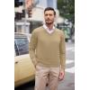 COOFANDY Mens V Neck Dress Sweater Knit Long Sleeve Slim Fit Sweaters Fashion Pullover Sweater(Cream-colored)