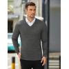 COOFANDY Mens V Neck Dress Sweater Knit Long Sleeve Slim Fit Sweaters Fashion Pullover Sweater(Dark Gray)