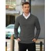 COOFANDY Mens V Neck Dress Sweater Knit Long Sleeve Slim Fit Sweaters Fashion Pullover Sweater(Dark Gray)