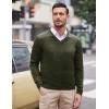COOFANDY Mens V Neck Dress Sweater Knit Long Sleeve Slim Fit Sweaters Fashion Pullover Sweater(Deep Army Green)