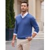 COOFANDY Mens V Neck Dress Sweater Knit Long Sleeve Slim Fit Sweaters Fashion Pullover Sweater(Denim Blue)