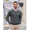 COOFANDY Mens V Neck Dress Sweater Knit Long Sleeve Slim Fit Sweaters Fashion Pullover Sweater(Grey)