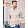 COOFANDY Mens V Neck Dress Sweater Knit Long Sleeve Slim Fit Sweaters Fashion Pullover Sweater(Khaki)
