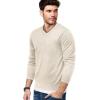 COOFANDY Mens V Neck Dress Sweater Knit Long Sleeve Slim Fit Sweaters Fashion Pullover Sweater(Khaki)
