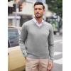 COOFANDY Mens V Neck Dress Sweater Knit Long Sleeve Slim Fit Sweaters Fashion Pullover Sweater(Light Grey)