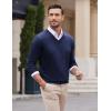 COOFANDY Mens V Neck Dress Sweater Knit Long Sleeve Slim Fit Sweaters Fashion Pullover Sweater(Navy Blue)