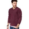 COOFANDY Mens V Neck Dress Sweater Knit Long Sleeve Slim Fit Sweaters Fashion Pullover Sweater(Purplish Red)