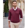 COOFANDY Mens V Neck Dress Sweater Knit Long Sleeve Slim Fit Sweaters Fashion Pullover Sweater(Purplish Red)