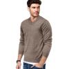 COOFANDY Mens V Neck Dress Sweater Knit Long Sleeve Slim Fit Sweaters Fashion Pullover Sweater(White-brown)