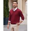 COOFANDY Mens V Neck Dress Sweater Knit Long Sleeve Slim Fit Sweaters Fashion Pullover Sweater(Wine Red)