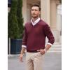 COOFANDY Mens V Neck Dress Sweater Knit Long Sleeve Slim Fit Sweaters Fashion Pullover Sweater(Wine Red and Black)