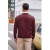 COOFANDY Mens V Neck Dress Sweater Knit Long Sleeve Slim Fit Sweaters Fashion Pullover Sweater(Wine Red and Black)
