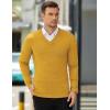 COOFANDY Mens V Neck Dress Sweater Knit Long Sleeve Slim Fit Sweaters Fashion Pullover Sweater(Yellow)