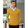 COOFANDY Mens V Neck Dress Sweater Knit Long Sleeve Slim Fit Sweaters Fashion Pullover Sweater(Yellow)
