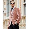 COOFANDY Men’s Velvet Blazer Notched Lapel Velour Suit Jacket One Button Tuxedo Jackets for Wedding Prom Party Dinner(Beige Pink)