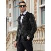 COOFANDY Men’s Velvet Blazer Notched Lapel Velour Suit Jacket One Button Tuxedo Jackets for Wedding Prom Party Dinner(Black Retro Floral)
