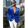 COOFANDY Men’s Velvet Blazer Notched Lapel Velour Suit Jacket One Button Tuxedo Jackets for Wedding Prom Party Dinner(Blue)