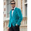 COOFANDY Men’s Velvet Blazer Notched Lapel Velour Suit Jacket One Button Tuxedo Jackets for Wedding Prom Party Dinner(Blue Green)