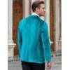 COOFANDY Men’s Velvet Blazer Notched Lapel Velour Suit Jacket One Button Tuxedo Jackets for Wedding Prom Party Dinner(Blue Green)