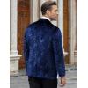 COOFANDY Men’s Velvet Blazer Notched Lapel Velour Suit Jacket One Button Tuxedo Jackets for Wedding Prom Party Dinner(Blue Retro Floral)