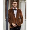 COOFANDY Men’s Velvet Blazer Notched Lapel Velour Suit Jacket One Button Tuxedo Jackets for Wedding Prom Party Dinner(Brown)