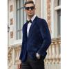 COOFANDY Men’s Velvet Blazer Notched Lapel Velour Suit Jacket One Button Tuxedo Jackets for Wedding Prom Party Dinner(Dark Blue)