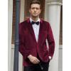 COOFANDY Men’s Velvet Blazer Notched Lapel Velour Suit Jacket One Button Tuxedo Jackets for Wedding Prom Party Dinner(Dark Red)