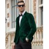 COOFANDY Men’s Velvet Blazer Notched Lapel Velour Suit Jacket One Button Tuxedo Jackets for Wedding Prom Party Dinner(Green)