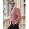 COOFANDY Men’s Velvet Blazer Notched Lapel Velour Suit Jacket One Button Tuxedo Jackets for Wedding Prom Party Dinner(Pink)