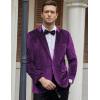 COOFANDY Men’s Velvet Blazer Notched Lapel Velour Suit Jacket One Button Tuxedo Jackets for Wedding Prom Party Dinner(Purple)
