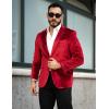 COOFANDY Men’s Velvet Blazer Notched Lapel Velour Suit Jacket One Button Tuxedo Jackets for Wedding Prom Party Dinner(Red)