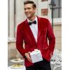 COOFANDY Men’s Velvet Blazer Notched Lapel Velour Suit Jacket One Button Tuxedo Jackets for Wedding Prom Party Dinner(Red)