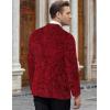 COOFANDY Men’s Velvet Blazer Notched Lapel Velour Suit Jacket One Button Tuxedo Jackets for Wedding Prom Party Dinner(Red Floral)