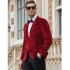 COOFANDY Men’s Velvet Blazer Notched Lapel Velour Suit Jacket One Button Tuxedo Jackets for Wedding Prom Party Dinner(Red Floral)