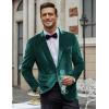 COOFANDY Men’s Velvet Blazer Notched Lapel Velour Suit Jacket One Button Tuxedo Jackets for Wedding Prom Party Dinner(Teal Green)