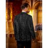 COOFANDY Men’s Velvet Blazer One Button Velour Tuxedo Jacket Notched Lapel Suit Jackets for Prom Wedding Party Dinner(Black Floral)