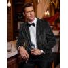 COOFANDY Men’s Velvet Blazer One Button Velour Tuxedo Jacket Notched Lapel Suit Jackets for Prom Wedding Party Dinner(Black Floral)