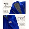 COOFANDY Men’s Velvet Blazer One Button Velour Tuxedo Jacket Notched Lapel Suit Jackets for Prom Wedding Party Dinner(Blue)