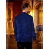 COOFANDY Men’s Velvet Blazer One Button Velour Tuxedo Jacket Notched Lapel Suit Jackets for Prom Wedding Party Dinner(Blue Retro Floral)