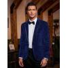 COOFANDY Men’s Velvet Blazer One Button Velour Tuxedo Jacket Notched Lapel Suit Jackets for Prom Wedding Party Dinner(Blue Retro Floral)